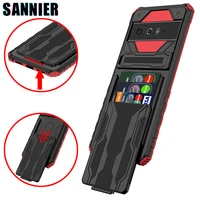sannier shockproof card holder protection case for google pixel 6 6a luxury bracket card slot phone cover for google pixel 6 pro