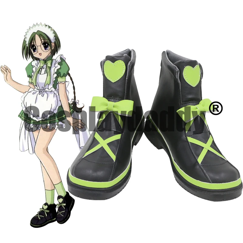 

Tokyo Mew Mew Lettuce Midorikawa Retasu Midorikawa Waitress Ver. Anime Cosplay Shoes Bow Ankle Boots C006