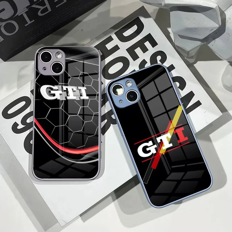 

Роскошный автомобильный чехол для телефона Golf 7 для IPhone 14Pro 13 11 12 XR XS MAX 7/8 X Plus, 13 цветов, закаленное стекло, крутая пара