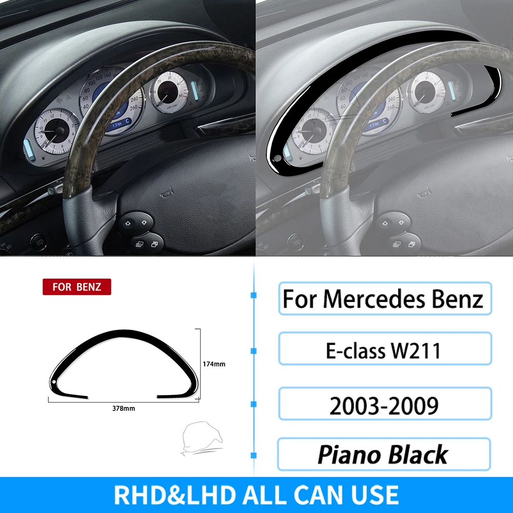 

Для Mercedes Benz E-Class W211 03-09 черное фортепиано Спидометр ободок декоративная крышка интерьерная искусственная наклейка