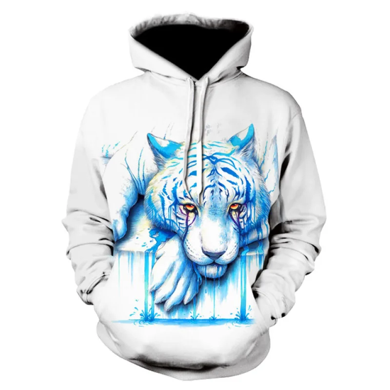 2023 Fashion 3D Hoodie Tiger Pattern Men's Clothing Hooded Animal Sweatshirt High Quality Casual Youth Pullover