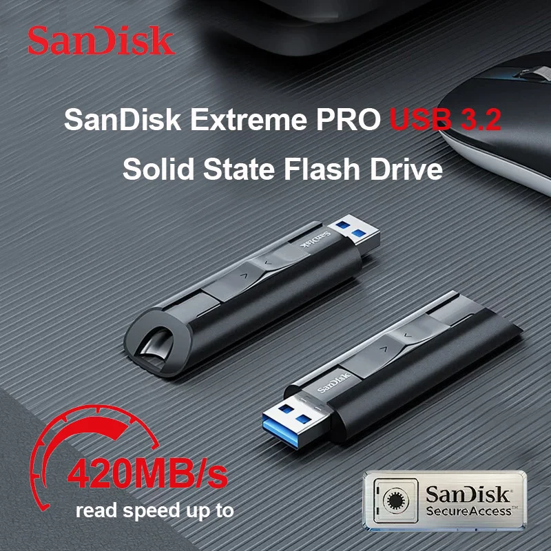 

SanDisk Extreme PRO USB 3.2 Solid State Flash Drive 128GB 256GB 512GB 1TB Pen Drive Up to 420MB/s USB Flash Drive SDCZ880 U Disk