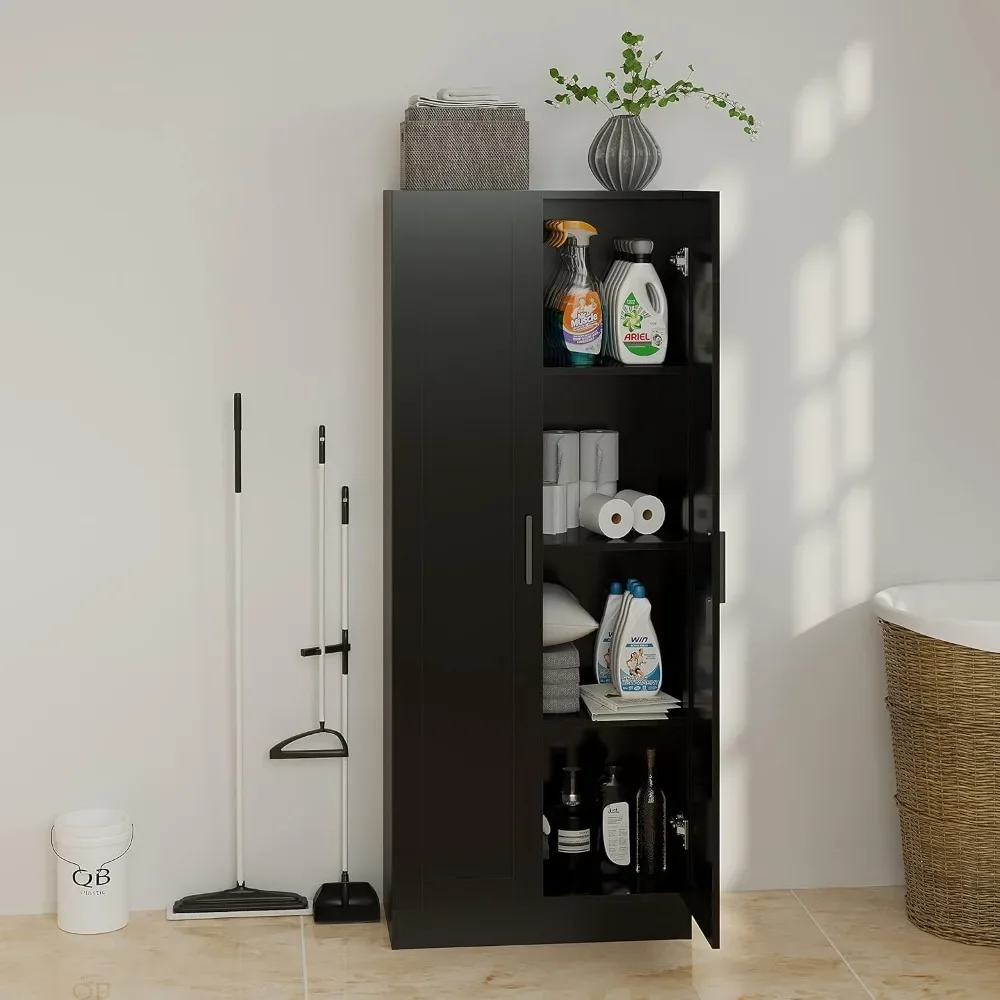 Деревянные шкафы для хранения узкие Отдельно стоящий высокий шкаф с 2-мя дверцами