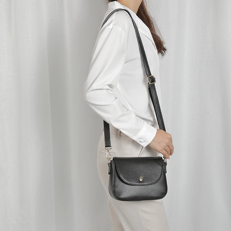 2023 Simple Fashion Small Shoulder Bags For Women Genuine Leather Handbags Excellent Cowhide Ladies Crossbody Flap Bag Purse