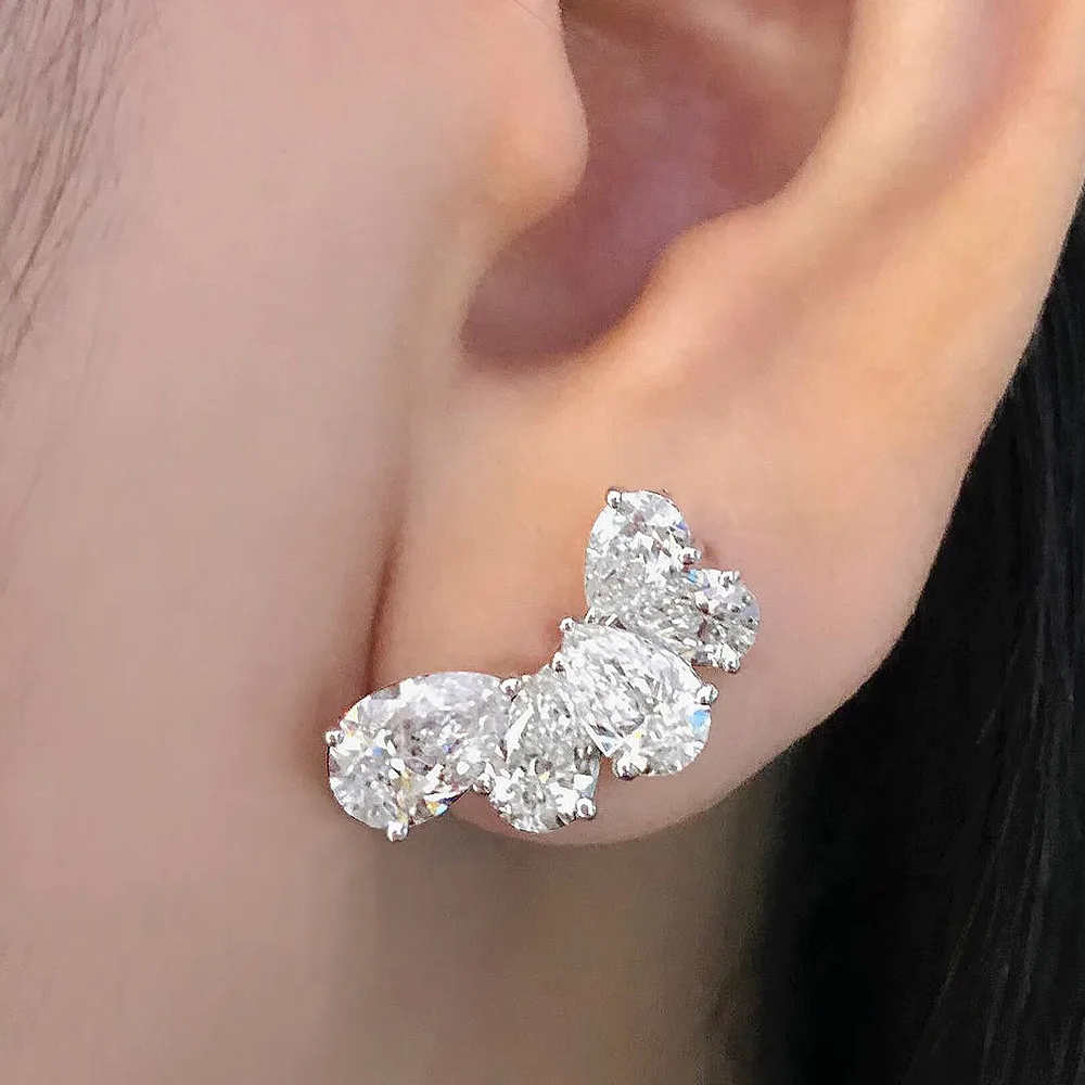 

Exquisite Cubic Zirconia Stud Earrings AAA White CZ Silver Color Fashion Ear Piercing Accessories for Women Fancy Jewelry