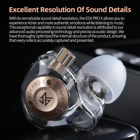 KZ EDX PRO X IEM Наушники Динамический привод HiFi Глубокий бас Звук Наушники Спортивная музыка Гарнитура с шумоподавлением и съемным кабелем