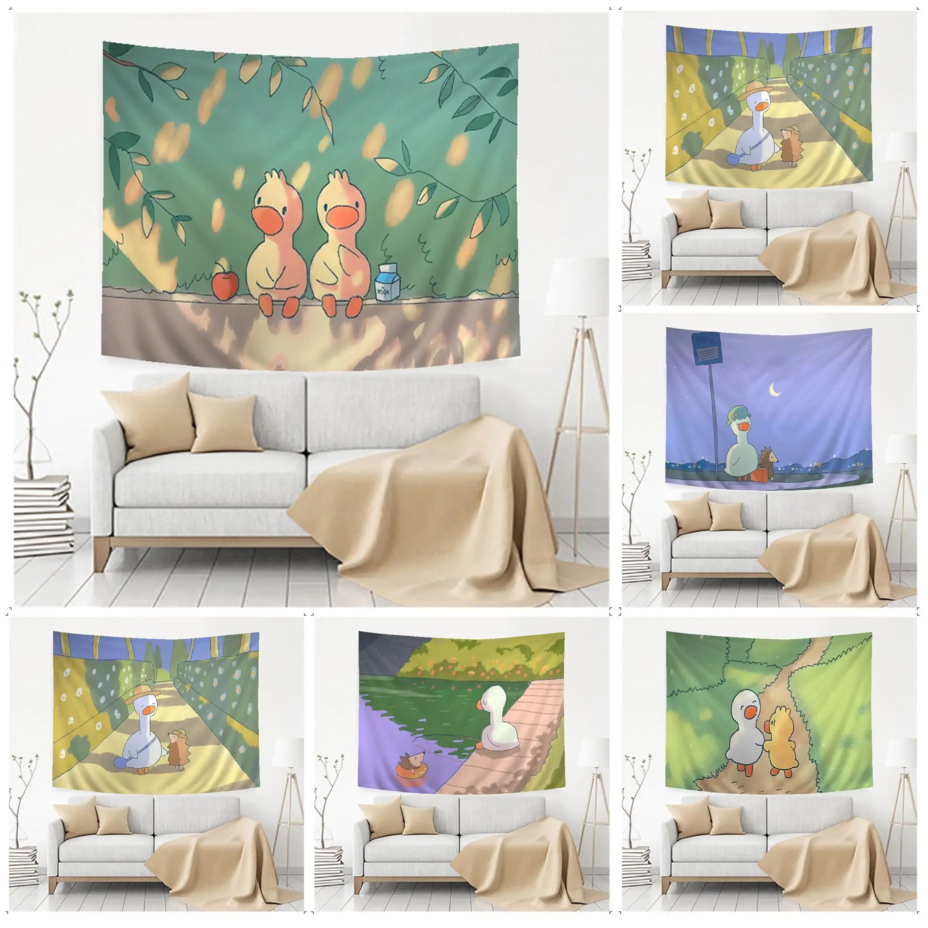 

Anime Cute Duck Tapestry Hanging Bohemian Tapestry Indian Buddha Wall Decoration Witchcraft Bohemian Cheap Hippie Wall Hanging