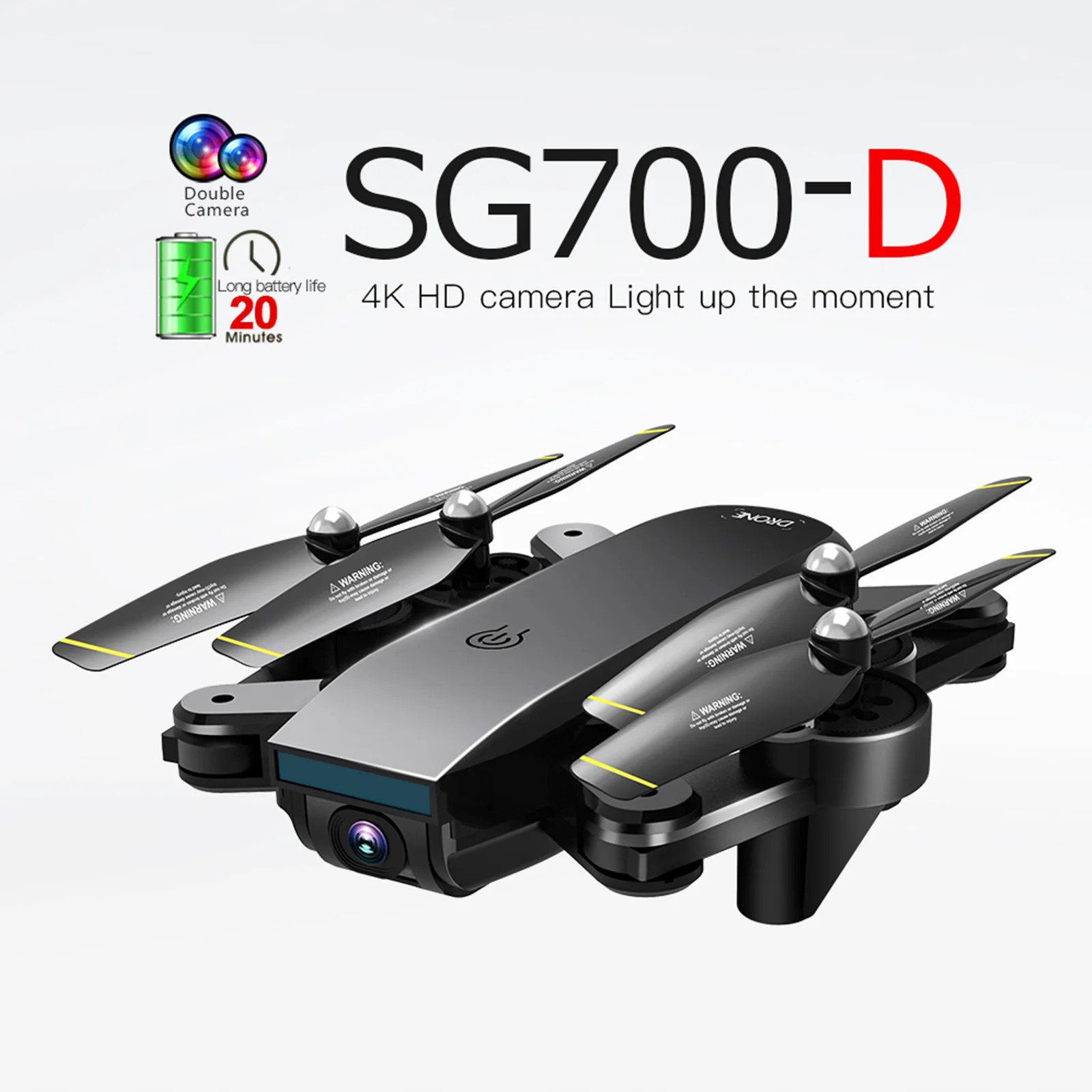 

SG700-D RC Drone 4K Ultra HD Dual Camera Aerial Photography FPV Quadcopter Aircraft Gesture photo/video with 2 Batteries Black