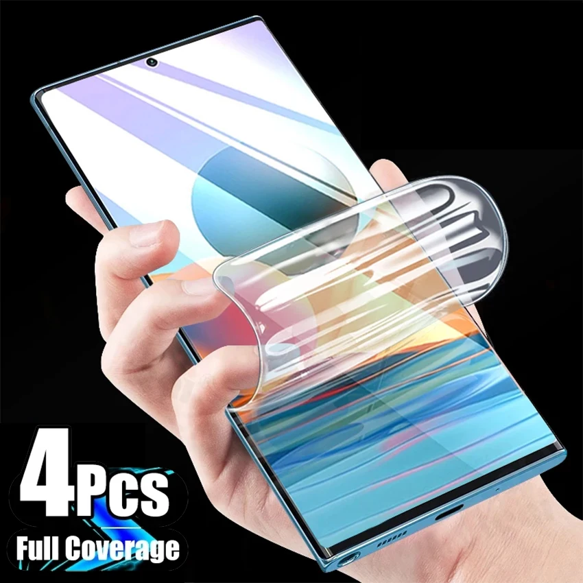 

4Pcs Hydrogel Film Screen Protector For Xiaomi Redmi Note 10 10S 9S 9 8 7 6 5 Pro Mi Note 10 11 Lite Poco X3 M4 Pro Not Glass