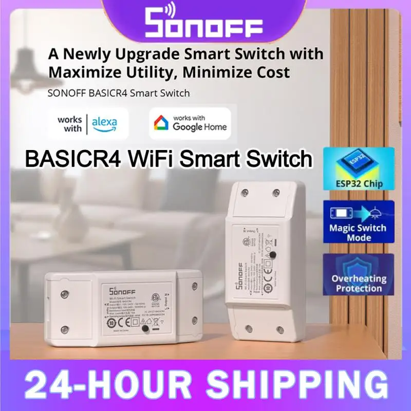 SONOFF BASICR4 WiFi Smart Switch ESP32 Mode Reliable Safe EWeLink Remote Control With S-MATE2 Or R5 Alexa Google