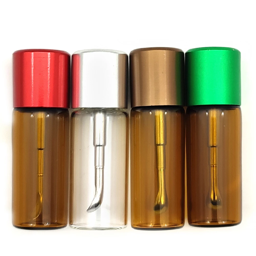 

1Pcs Snuff Glass Bottle With Telescopic Spoon Snorter Sniffer Pill Box Container Case Sniffer Set Smoking Accessories