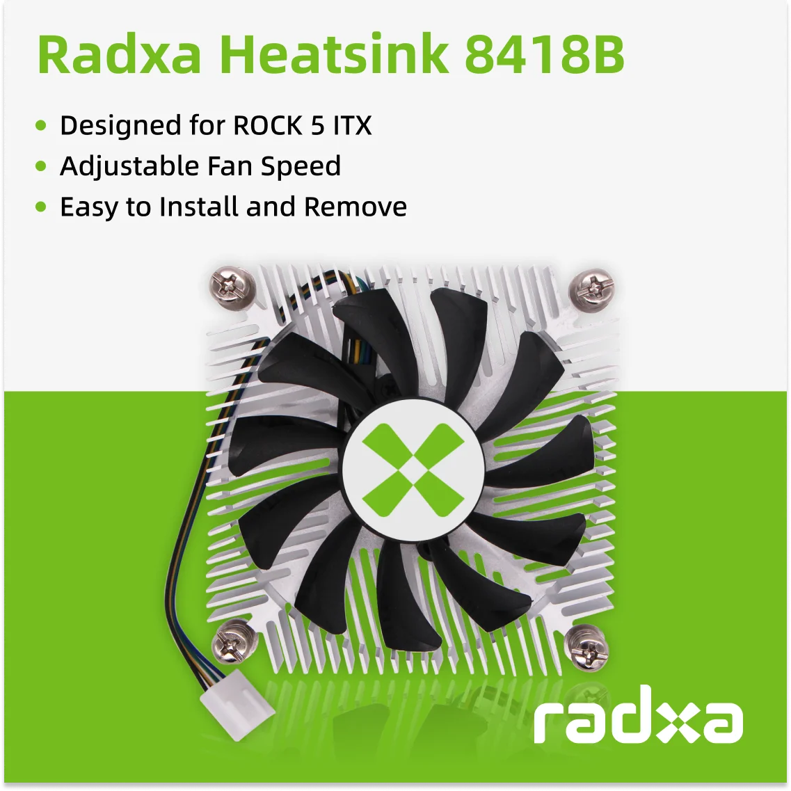 Радиатор Radxa 8418B предназначенный для ROCK 5 ITX регулируемая скорость вентилятора