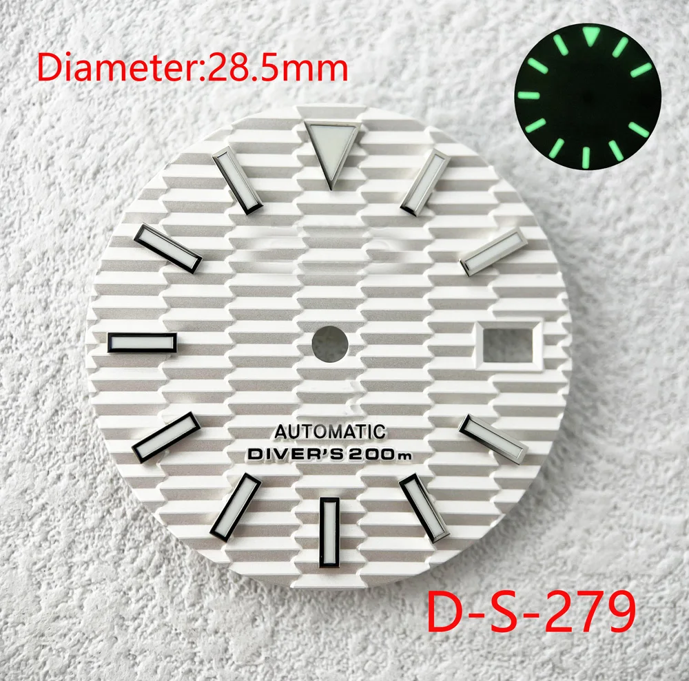 28.5mm Green /BlueLuminous Dial  SKX007/009 Watches Accessories for NH35/NH36 Automatic Movement With S Logo Customizable Dial