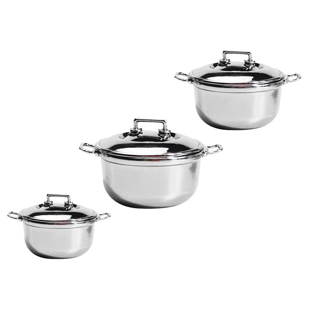 

Kitchen Play Potsoup Kids Cooking Pan Miniature Accessories Pretendkid Toddler Steel Diy Stockpot Vegetable Stockpots Stovetop
