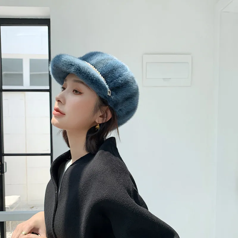 Зимние меховые шапки для женщин стильная теплая натуральная цельная норковая