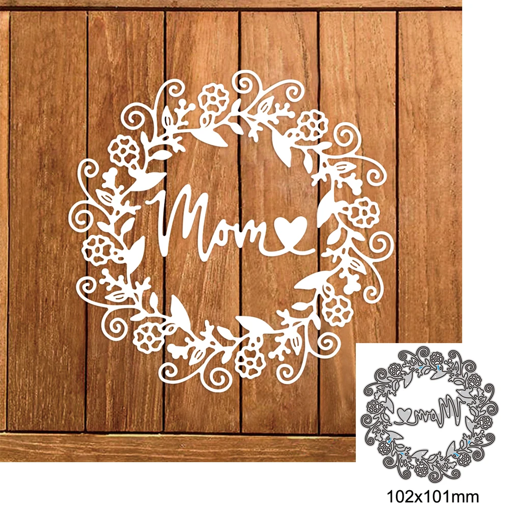 

Flower Wreath Metal Cutting Dies Mom Heart Words Mold For DIY Scrapbook Paper Cards Embossed Decorative Craft Die Cut New 2023