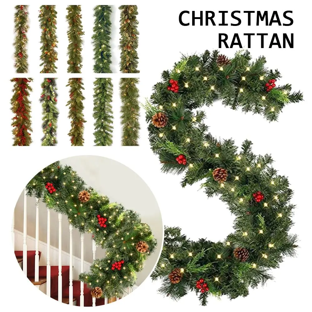 

Красный Рождественский декоративный баннер, подвесная искусственная Рождественская елка из ротанга, Рождественская гирлянда, декоративная Рождественская ротанговая гирлянда