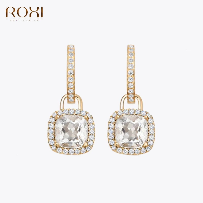 

Серьги-кольца женские из серебра 925 пробы с белыми кристаллами