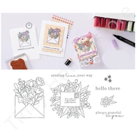 flower envelope metal cutting dies and clear stamps for diy decoration greeting card scrapbooking crafts seal 2022 new arrival