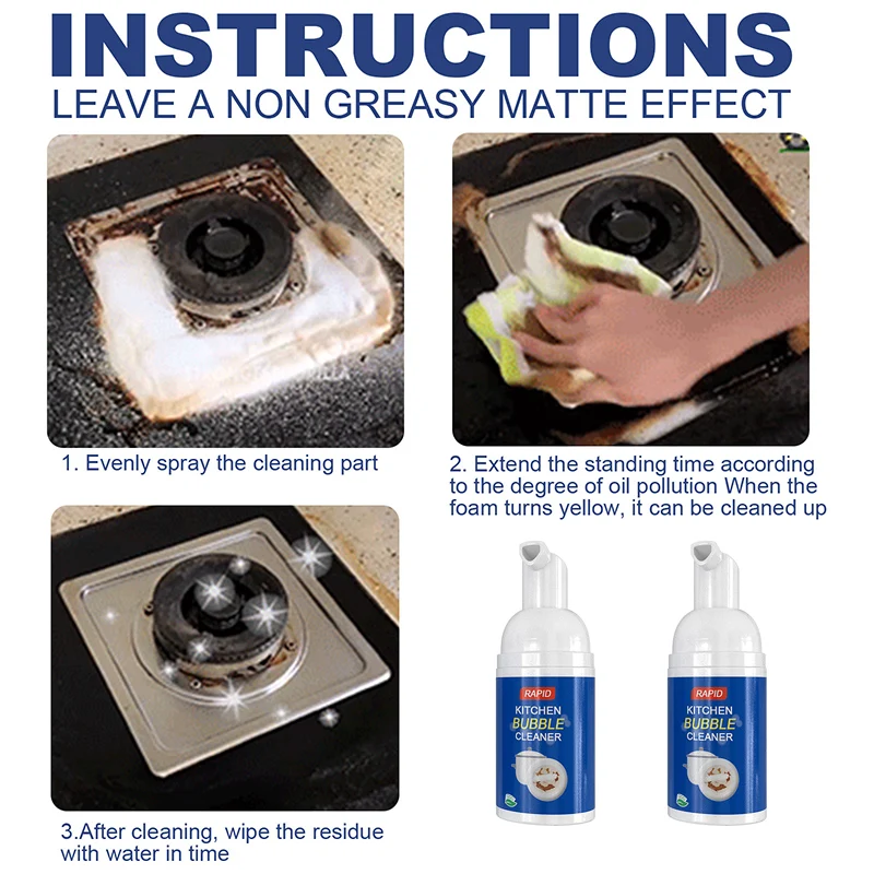 

30ML Household All-Purpose Grease Cleaning Rust Remover Multi-Purpose Foam Cleaner Cleaning Bubble Spray Wash Kitchen Tool
