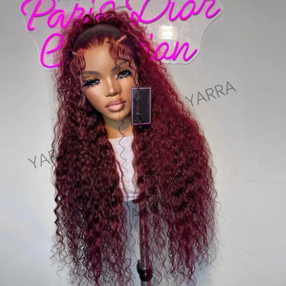 99J Темно-красный Ready Go Wig Бордовый Кудрявый Парик Человеческих Волос 13X4 13X6 Парики
