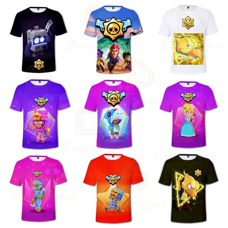 

Child Tops Boys Girls Browings Sprout and Star,Children Cute Crow Game 3D T-shirt Clothing Harajuku Kids Leon tees