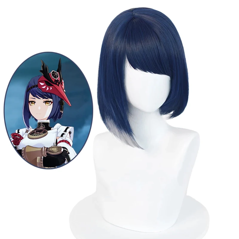 

Kujyo Sara Short Wig Cosplay Costume Heat Resistant Synthetic Hair Game Genshin Impact Women Carnival Party Role Play Wigs