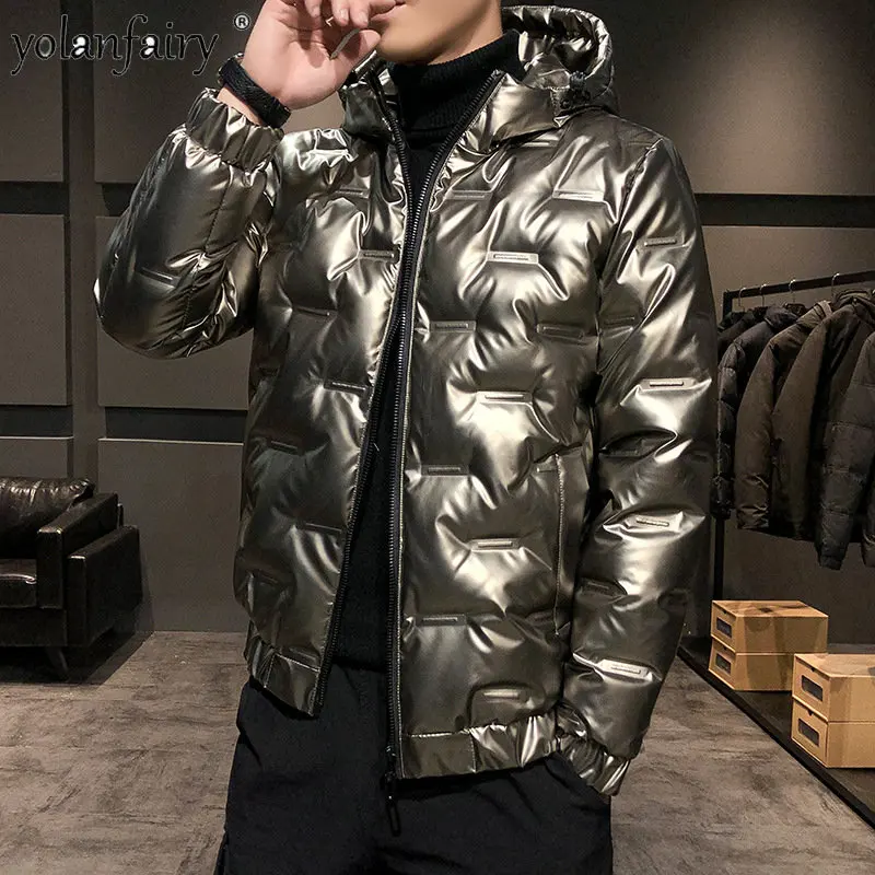 

Men's Winter Down Jakcet Women Bright Face White Duck Down Puffer Jacket Channel Stripe Winter Thick Coat Outdoor Tooling Trend