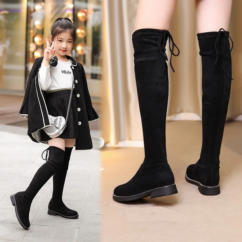 

Suede Princess Spring Boots Boots Winter Girls And Stretch Single Autumn 2023 Children's Over-the-knee Children High Their Girls