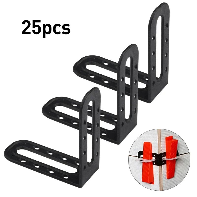 

25 шт. система выравнивания плитки, мужское угловое выравнивание, можно использовать с прокладками для выравнивания плитки для обнаружения остающихся швов, строительные инструменты