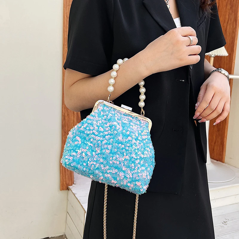 Роскошные вечерние сумочки для женщин металлическая Сумка-тоут с жемчужными