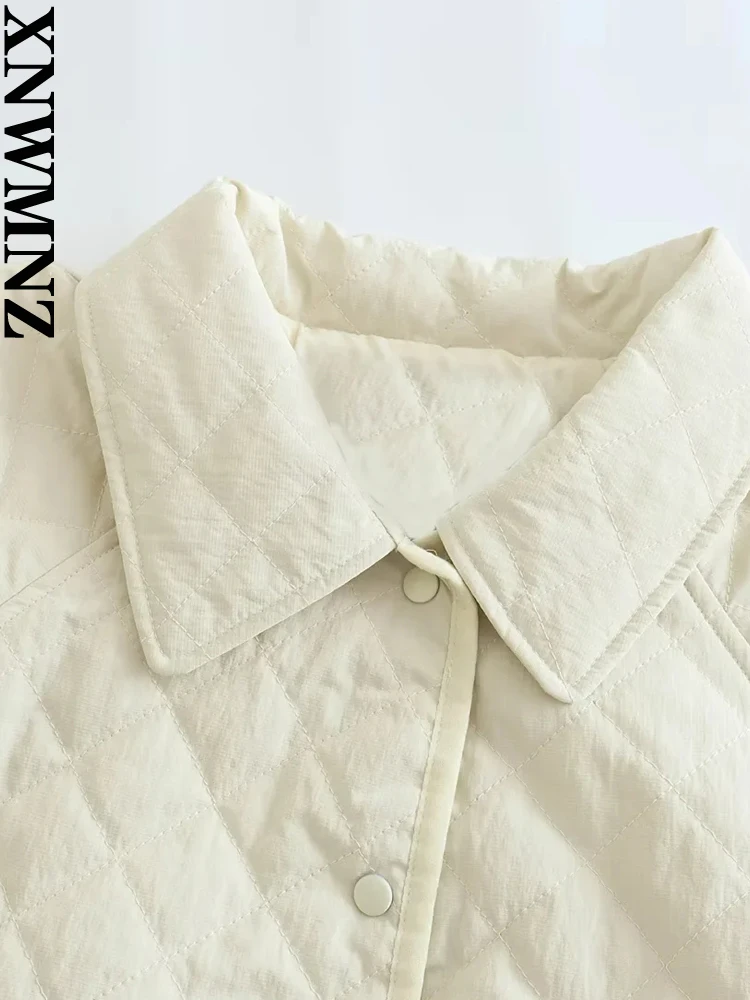 XNWMNZ 2022 Women Fashion Autumn Winter Beige Oversize Parkas Long Sleeve Pockets Female Chic Warm Jacket Coat
