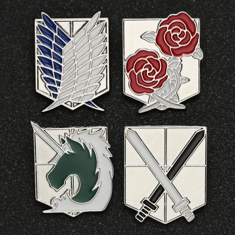 

Attack On Titan Brooch Pin Scout Legion Stationary Guard Military Police Trainee Squad Eren Mikasa Badge Anime Jewelry Wholesale