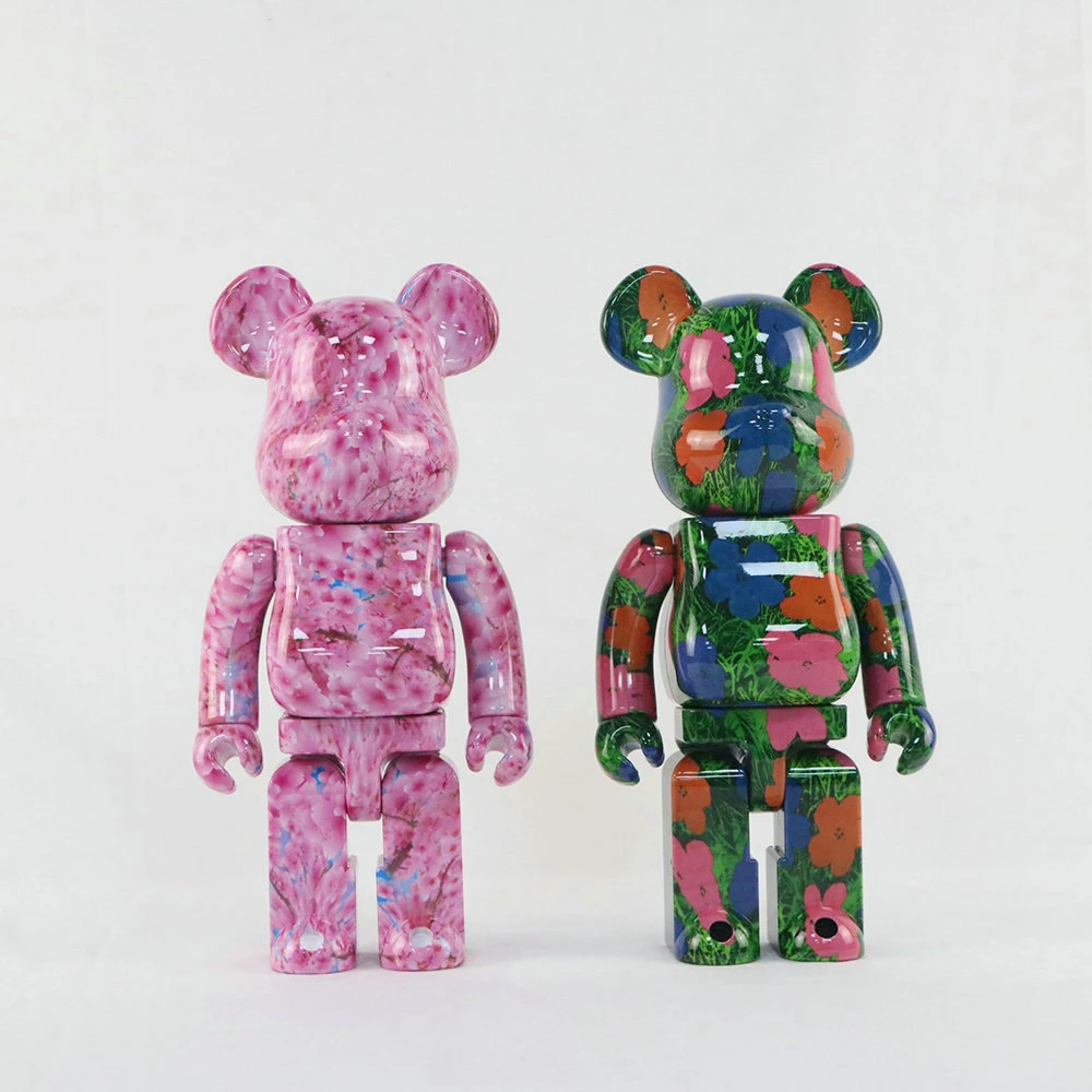 

Bearbrick Andy Warhol Flower Cherry Blossom Building Block Bear 400% Fashion Doll Violent Bear Ornaments Valentine's Day Present