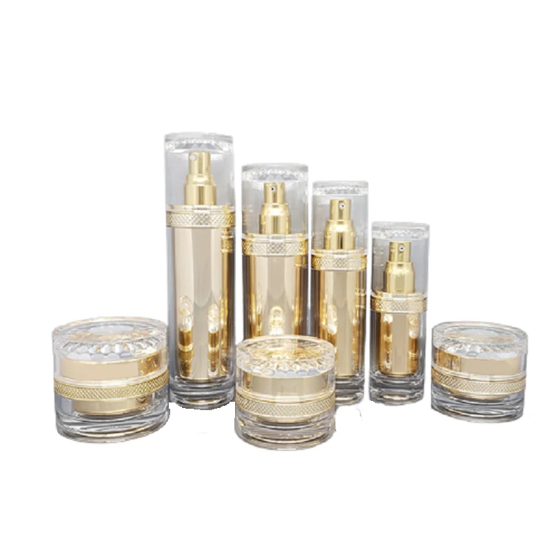

30ml~120ml High Quality Lotion Pump Perfume Spray Bottle Gold 30/50g Acrylic Cream Jar Sunflower Cosmetic Packaging Suit 5PCS