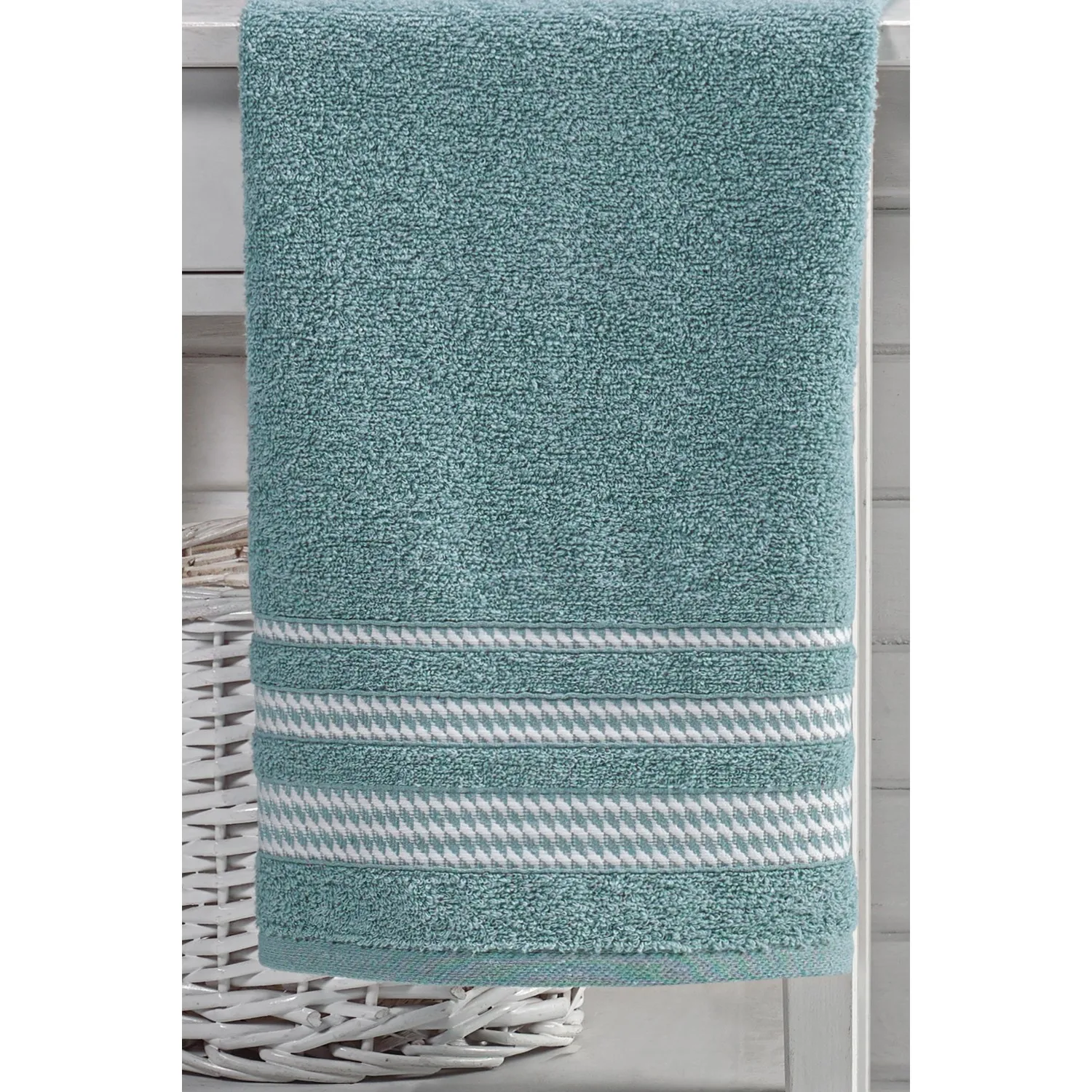 Özenev Royal 2 Piece Bathrobes Set 100 Cotton Soft Plaids Luxury Geometric Water Green Casual Stylish Modern Design Reliable fabric