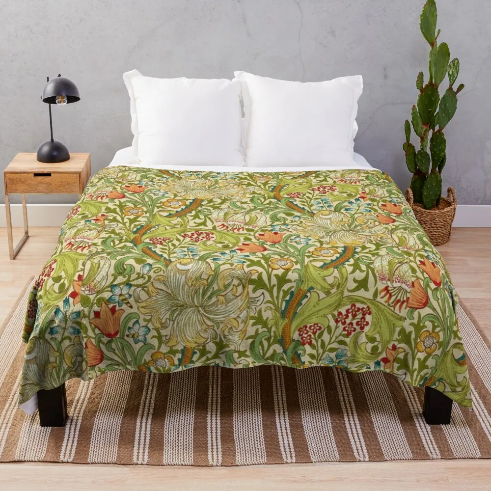 

William morris golden lily throw cobertor decorativo sofá cobertores luxo designer cobertor ponderada