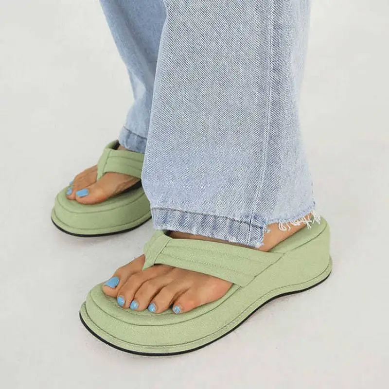 

New Brand New Flip Flops Summer Fashion Women Shoes Slippers Design Slope Heel Platform Shoe High Heels 2022 Sexy Slipper Women