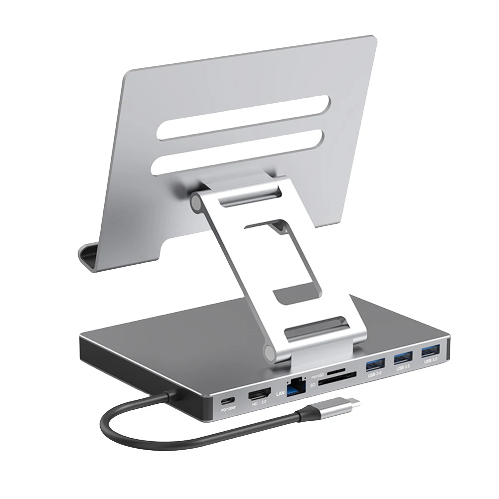 

Docking Station Laptop Stand Aluminum Alloy Multiple Ports Hub HDMI-Compatible PD USB3.0 TF RJ45 Ethernet USB C Docking Station