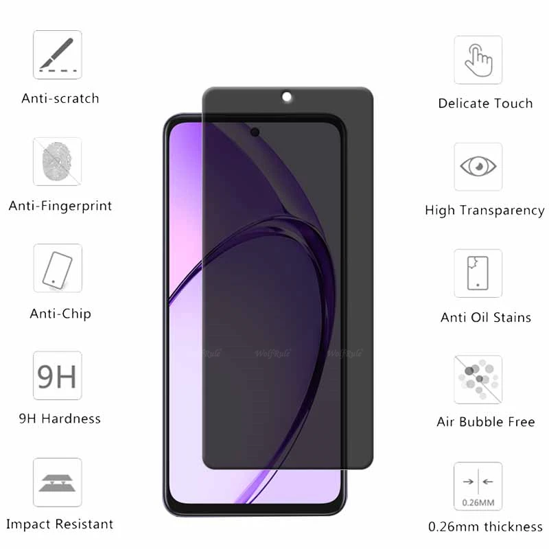 4 шт. для OPPO A3 Pro стекло закаленное HD 9H Защитная конфиденциальность антишпионская