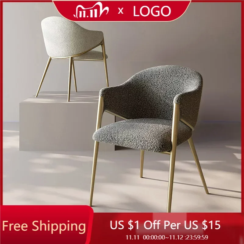 

Lamb Cashmere Dining Chairs Modern Handle Armchair Lazy Soft Back Support Chair Decoration Wedding Nordic Sillas Indoor Supplies