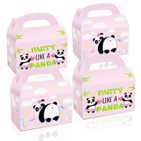 dd050 4pcs cute cartoon panda candy box paper portable popcorn boxes adult kids birthday party supplies favors packaging bag