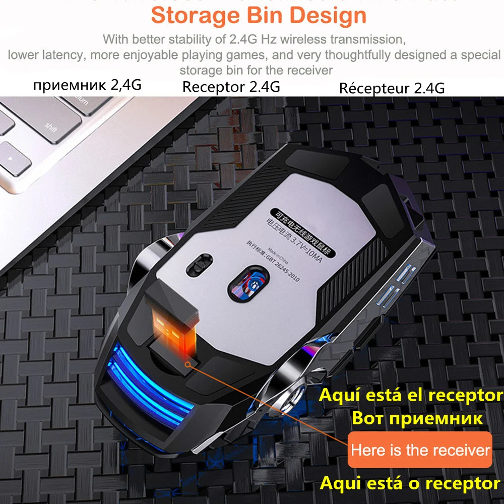 chycet 2022 wireless mouse gamer 2 4g usb gaming mouse 1600dpi color led backlit rechargeable silent mice for pc laptop computer free global shipping