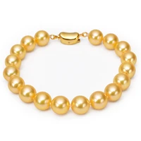charming 7 59 10mm natural south sea genuine golden round pearl bracelet for woman free shipping women jewelry luxury