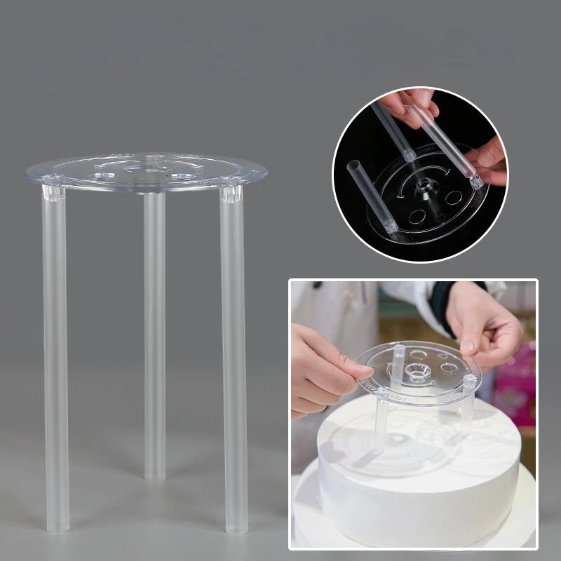 

9/12/20/26cm Transparent Cake Separator Plates Plastic Cake Dowel Rods Set for Tiered Cake Construction and Stacking