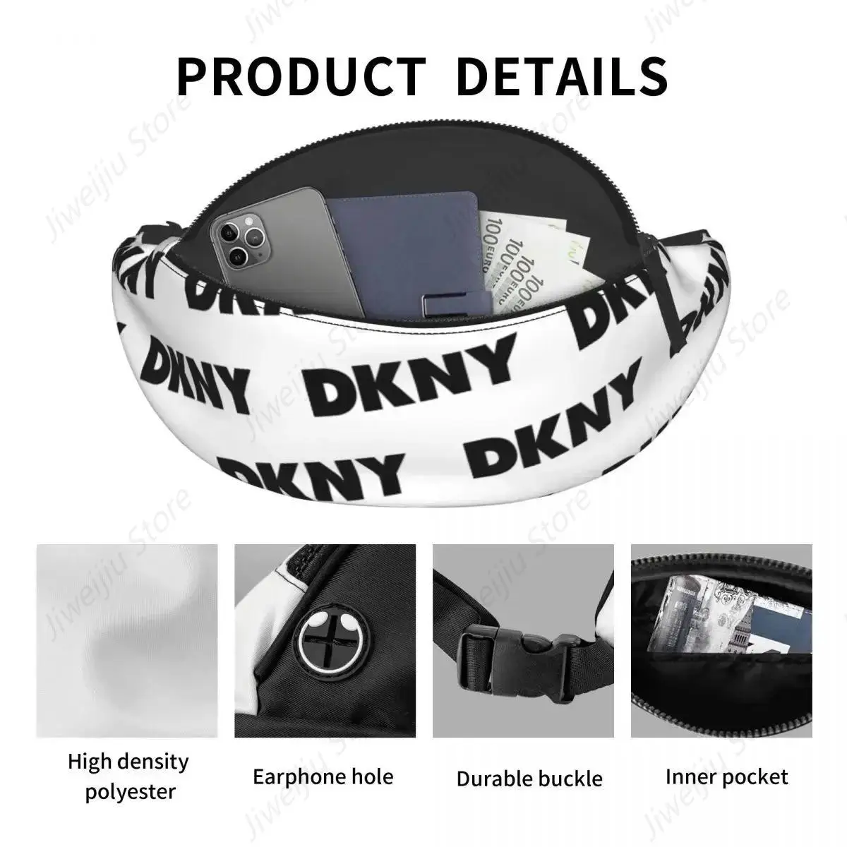 Черная поясная сумка DKNYs для женщин и мужчин крутая через плечо пеших прогулок