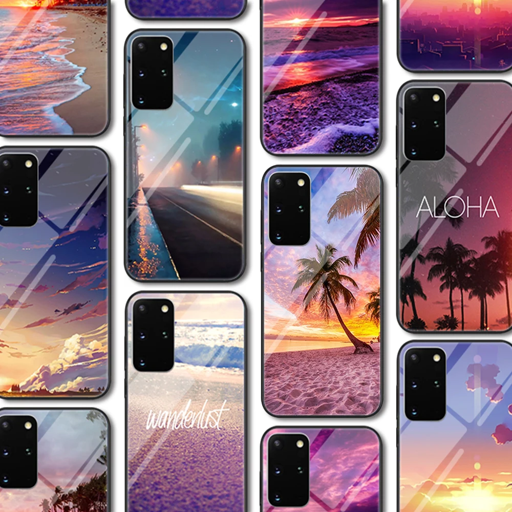 

Dusk Beach Glass Case for Samsung Galaxy S21 A51 S20 A50 A21S A12 A71 A70 S10 S9 S8 S10e A30 A20 Note 20 10 9 8 Ultra Lite Plus