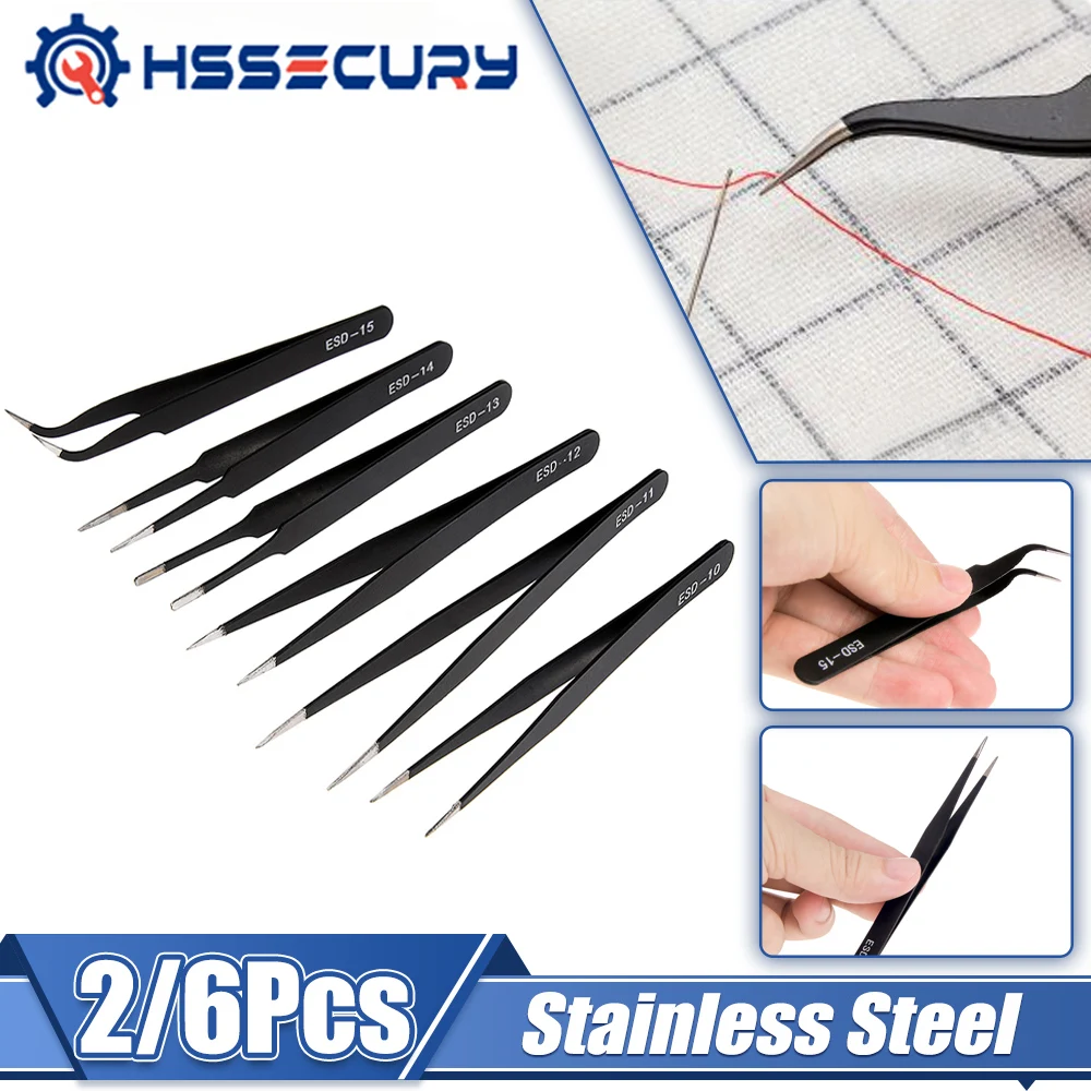 

Stainless Steel Tweezers Eyebrow Eyebrow eyelash tweezers Anti-Static Maintenance Repair Tool Kit Model Making Tool Hand Tools