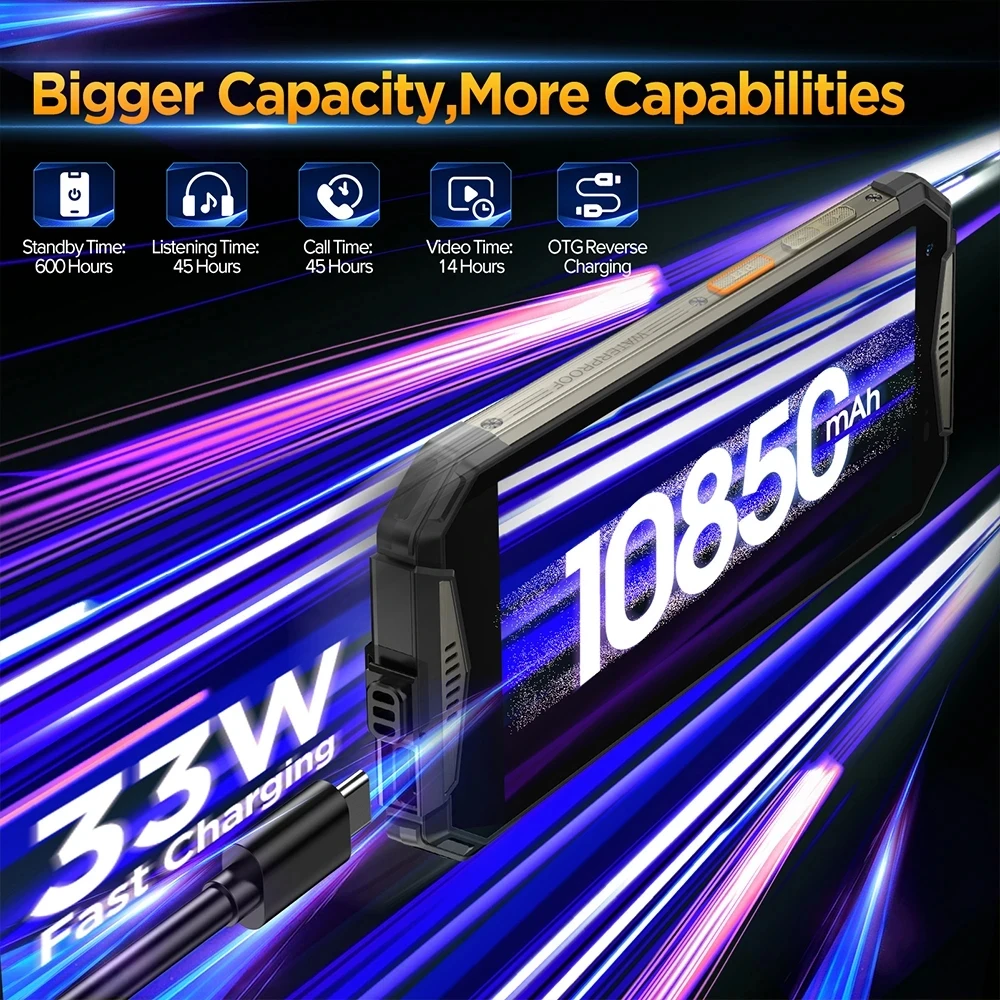 Ulefone Armor 20WT DMR Walkie-Talkie Smartphone Rugged Waterproof 10850mAh Mobile Phones 20GB+256GB Android Phone