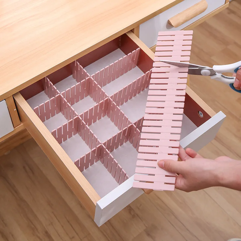 

8Pc Adjustable Plastic Drawer Divider DIY Storage Shelves Household Free Combination Partition Board Space-saving Division Tools